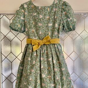 Mini Boden Green Fit and Flare Sundress with Puff Sleeves